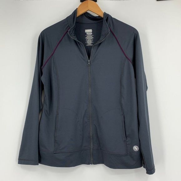 Womens Rainbeau Active Wear Jacket Full Zip Charcoal Sz Large 0496 - Picture 1 of 6